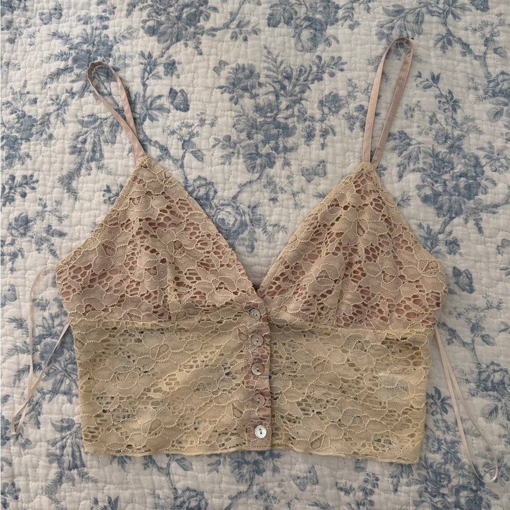 Cotton Candy LA Cropped Lace Tank Top Small